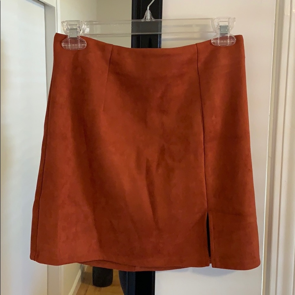 Burnt orange faux suede skirt